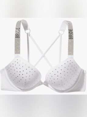 NWT Victoria's Secret Shine Strap  Bombshell Rhinestone Push-Up Bikini Top 32D